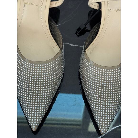 Zara Rhinestone Mesh Slingback Kitten Heels - Picture 12 of 13